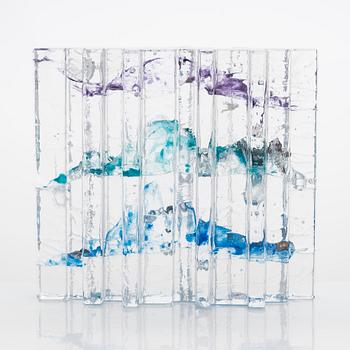 Helena Tynell, glasskulptur, "Skog", signerad Helena Tynell Riihimäen Lasi Oy.