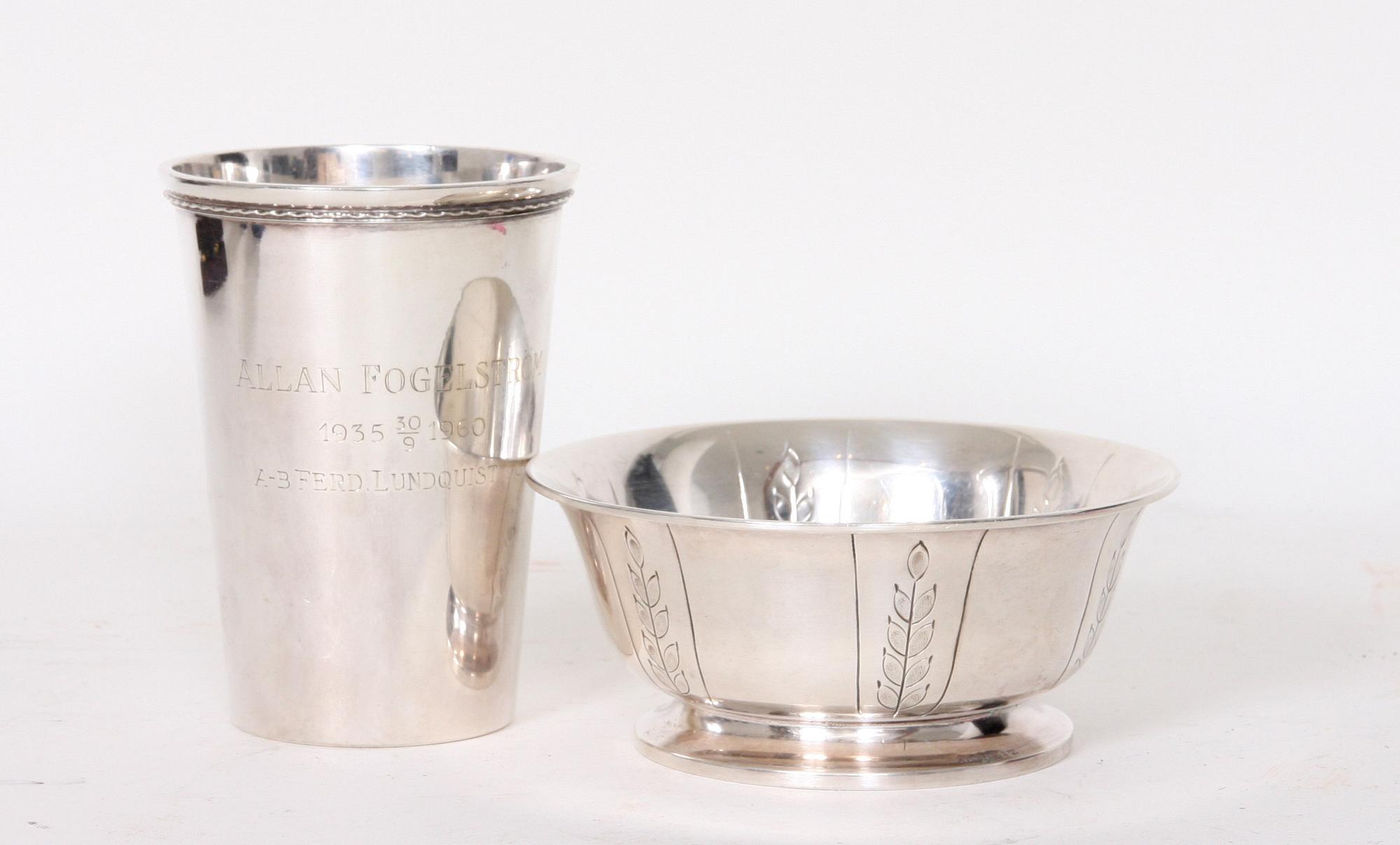 SKÅL, Tesi, Göteborg samt BÄGARE, silver, 309 g.