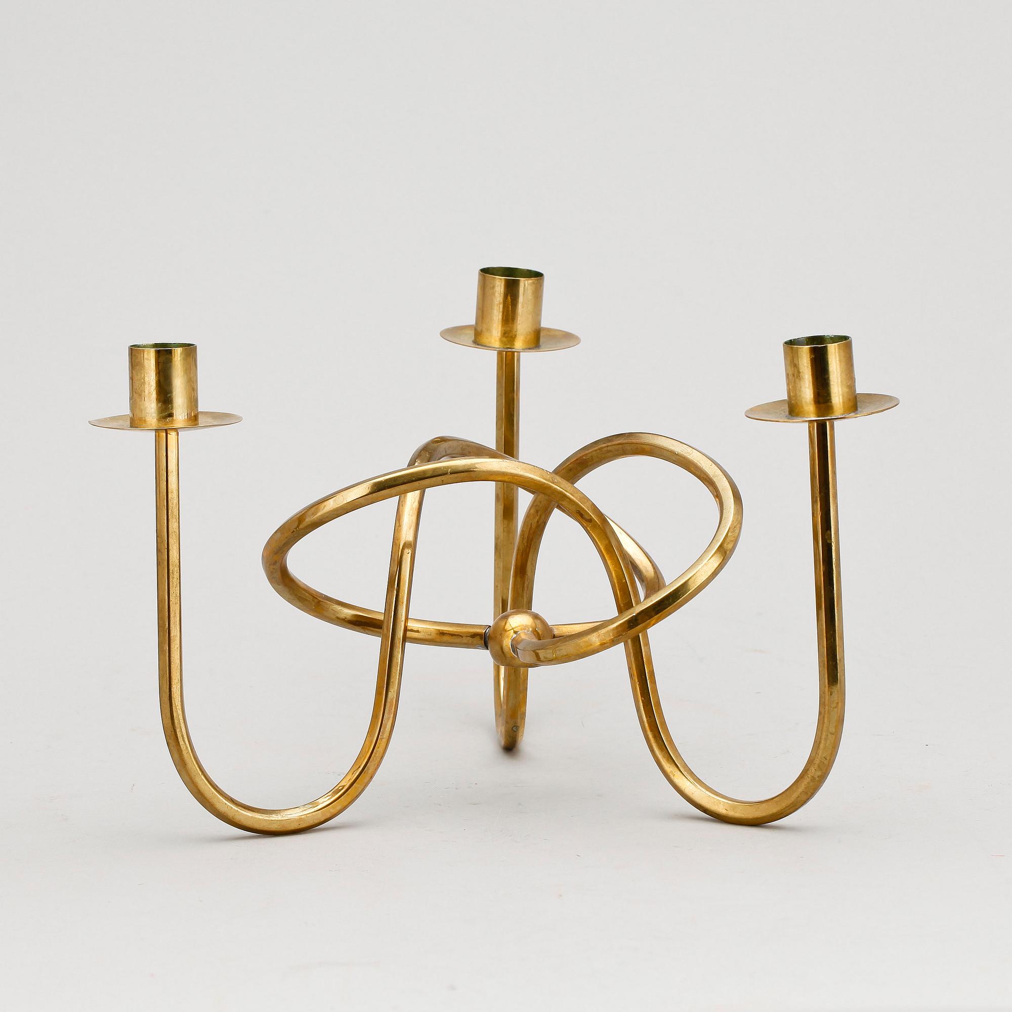 LJUSSTAKE, mässing, "Vänskapsknuten", Josef Frank, Firma Svenskt Tenn, formgiven 1938.