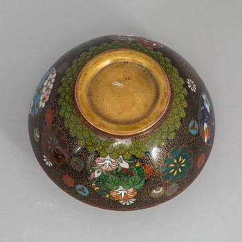 A Japanese cloisonne jar with cover, 20th Century.