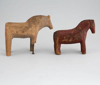 Two wooden horses, 19th century.
