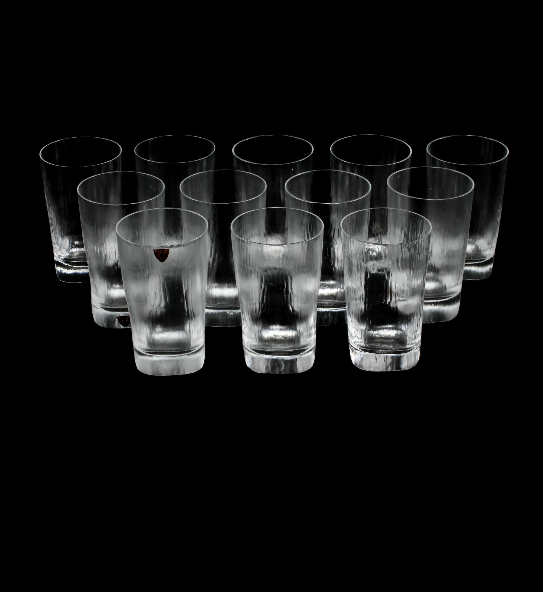 GROGGLAS, 12 st, "Platina", Vicke Lindstrand, Orrefors, 1900-talets andra kvartal.
