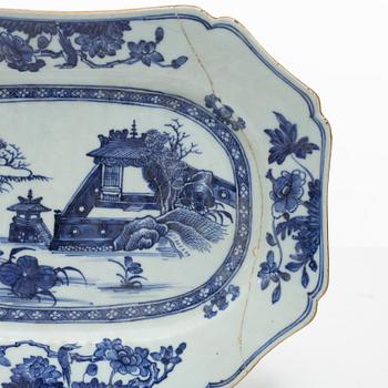 Four blue and white serving dishes, China, Qianlong (1736-95).
