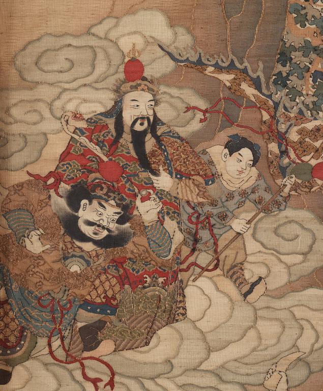 A kesi silk 'Immortals' panel, Qing dynasty, 19th 
century.