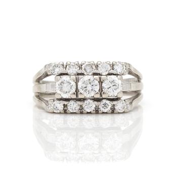 A ring with round, brilliant-cut diamonds.