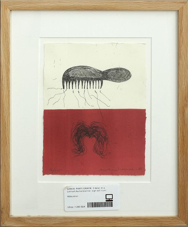 PARTI GRAFIK, 3 delar, bl a Lennart Aschenbrenner, sign och numr.