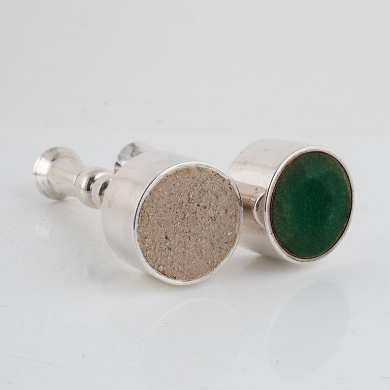 A Pair of Swedish Silver Candlesticks,  mark of KG Markströms, Uppsala 1967.