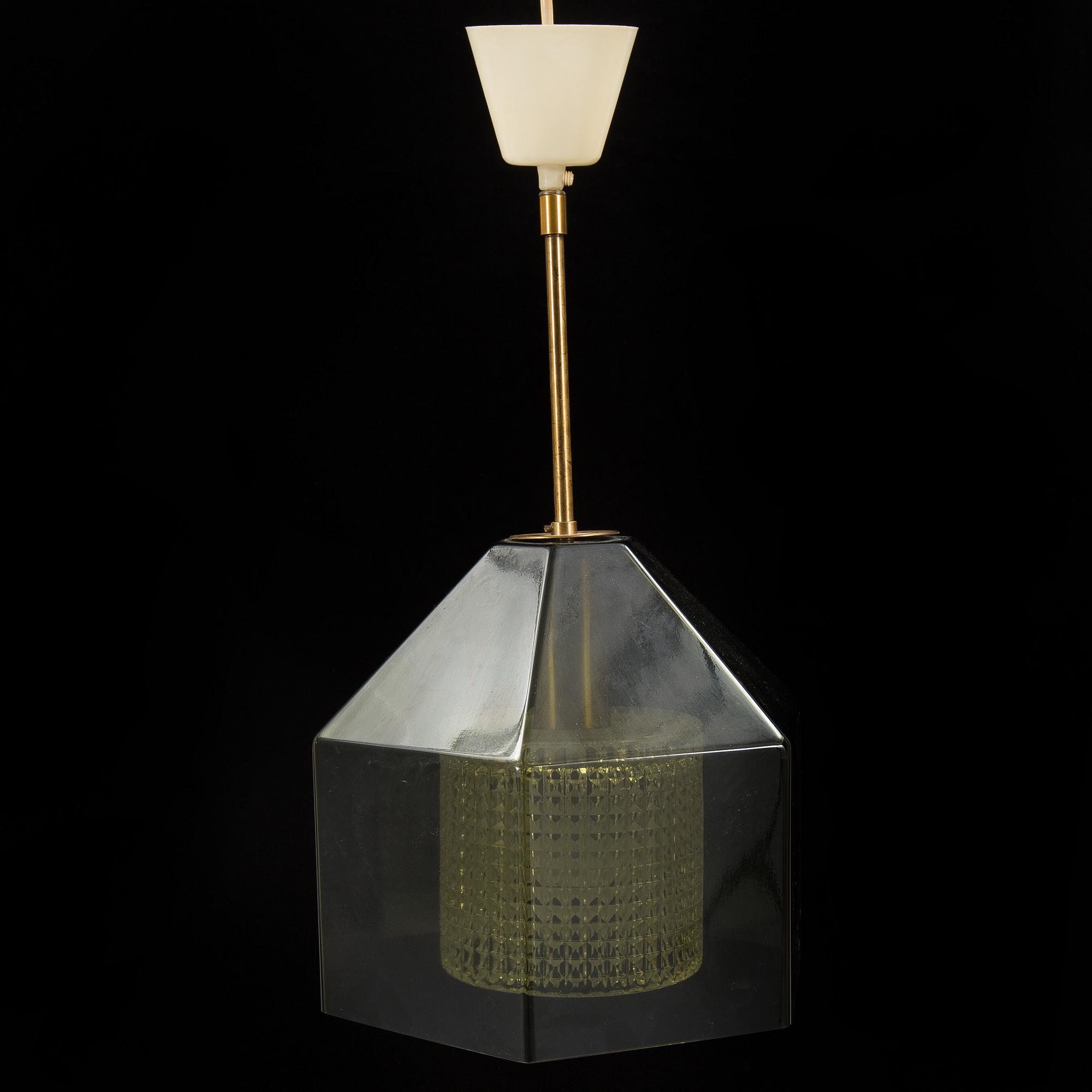 CARL FAGERLUND, taklampa, glas, Orrefors, 1900-talets andra hälft.