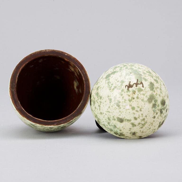 A Hans Hedberg faience egg, Biot, France.