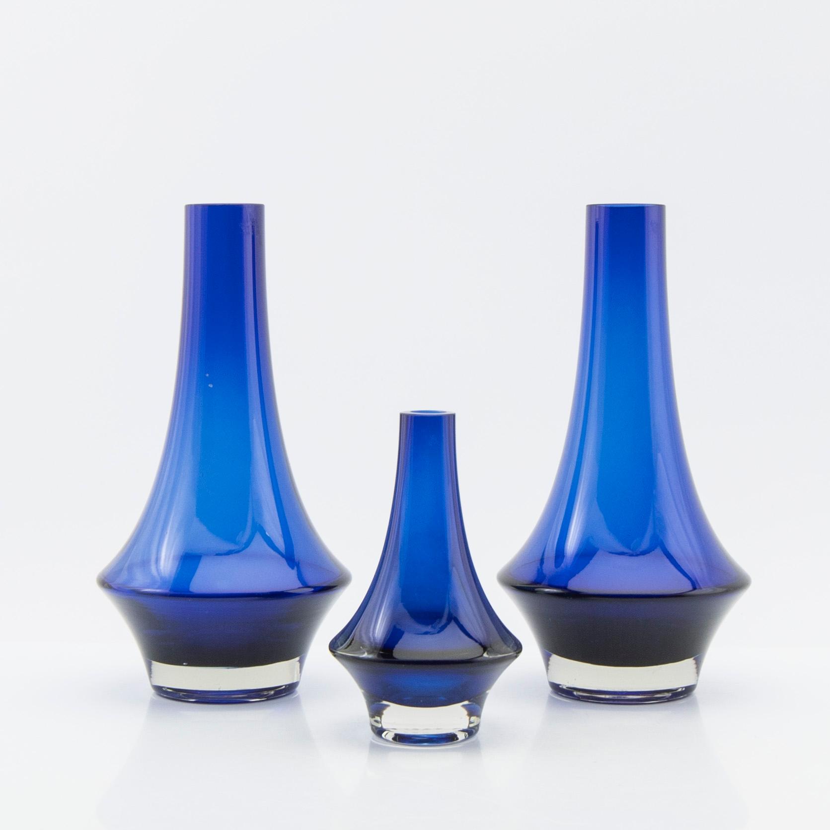 Tamara Aladin, vaser, 3 st, glas, Riihimäen Lasi, 1960/70-tal.