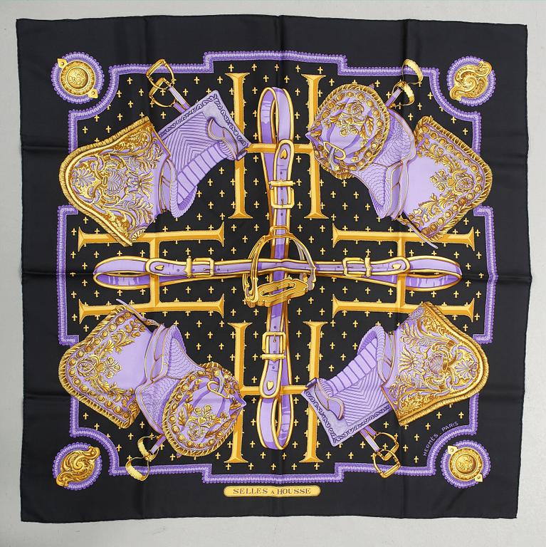 SCARF, siden, "Selles a Housses", design Christiane Vauzelles, Hermès, Paris.