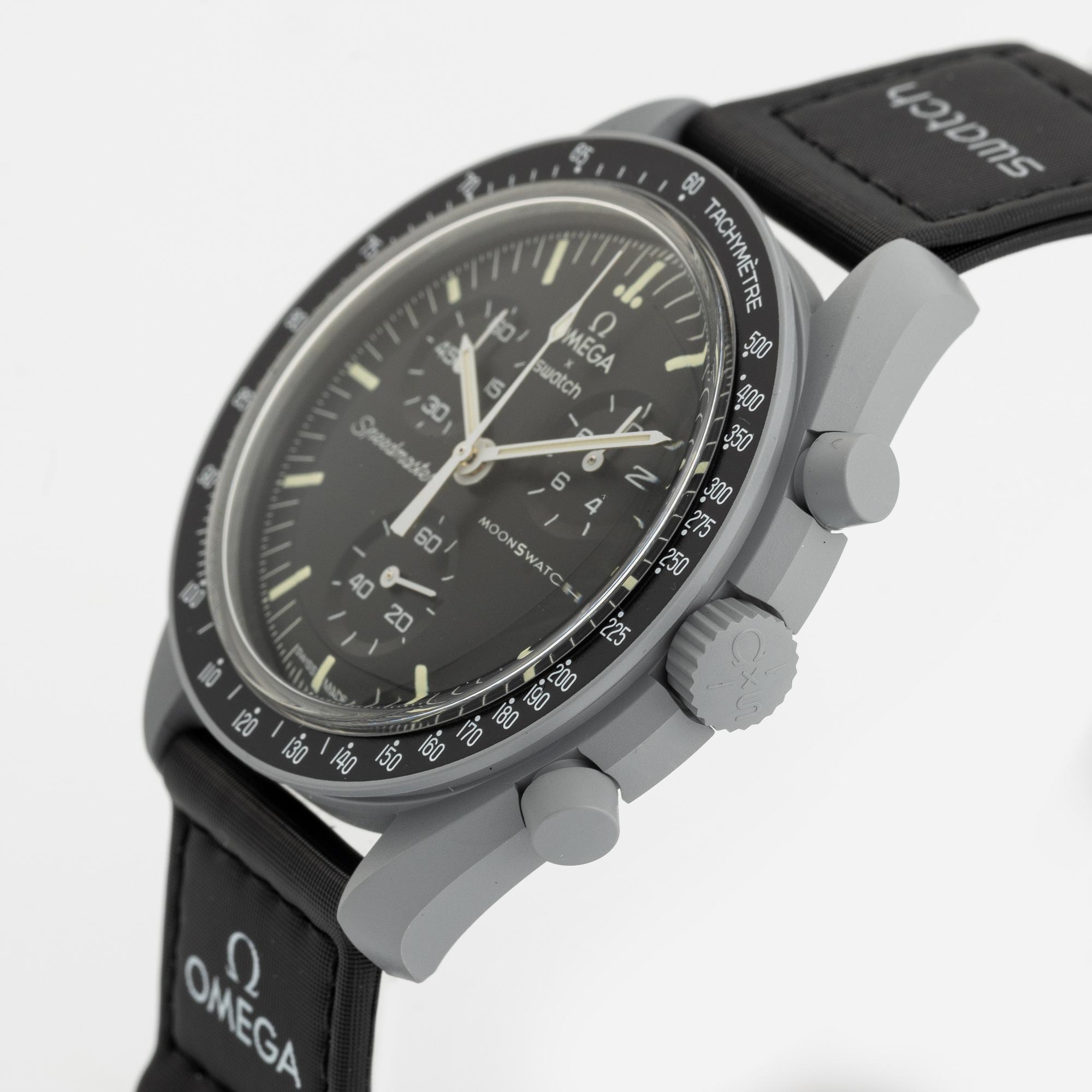 Swatch/Omega, MoonSwatch, Mission to the Moon, kronograf, armbandsur, 42 mm.