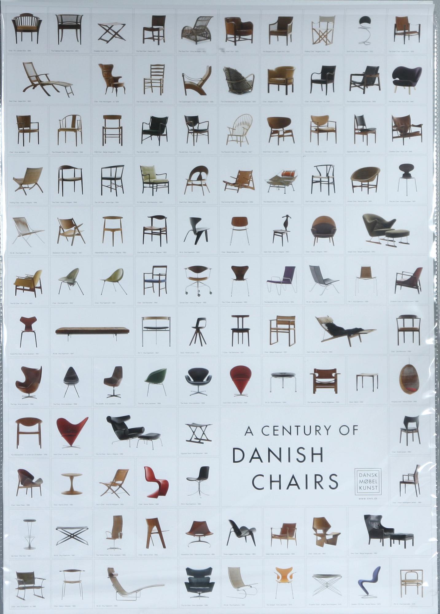 AFFISCHER, 2 st, "A century with Danish chairs/lightning".