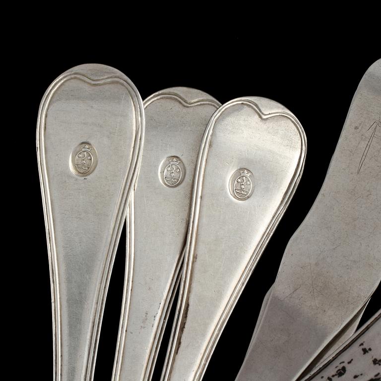 SKEDAR, 6 st, silver, 1800-tal. Vikt 275 g.