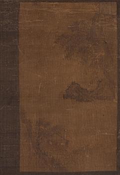 A Chinese scroll painting, ink and colour on silk. Late Ming dynasty/early Qing dynasty.