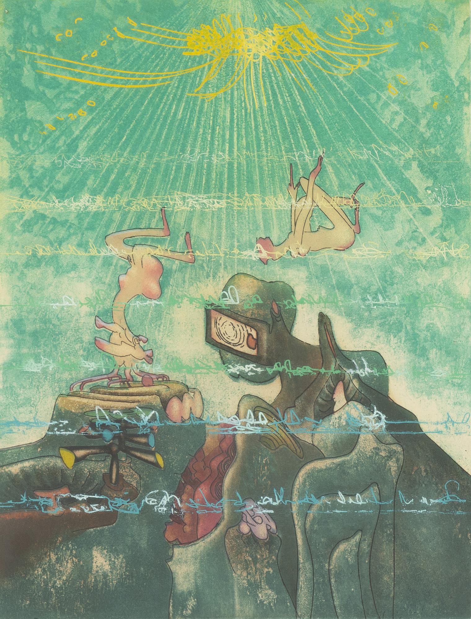 Roberto Matta, akvatintetsning, 1975, signerad 74/100.