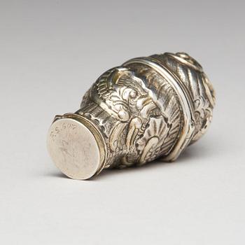 A Norweagan Rococo, parcel-gilt silver snuff-box, unidentified makers mark.