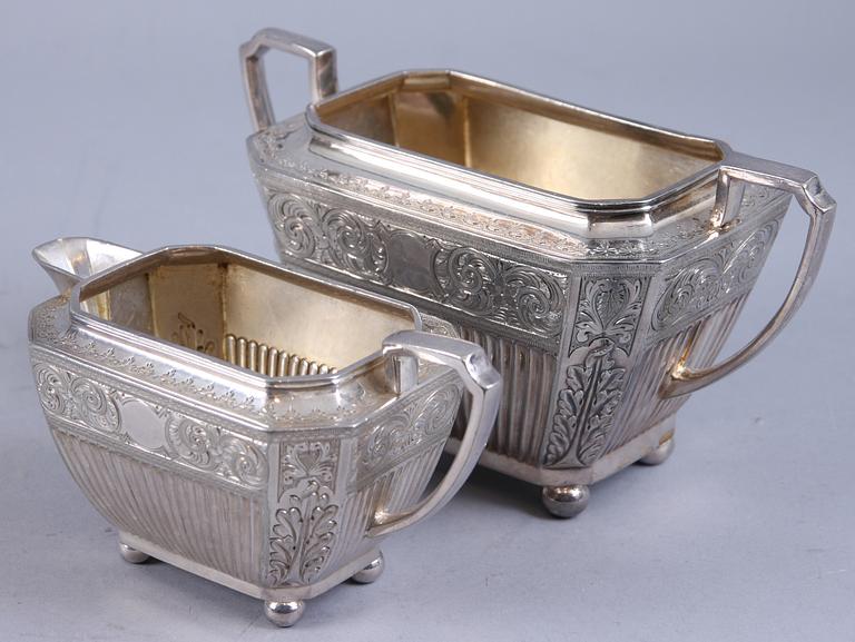 TE samt KAFFESERVIS, 4 delar, pläter, England.