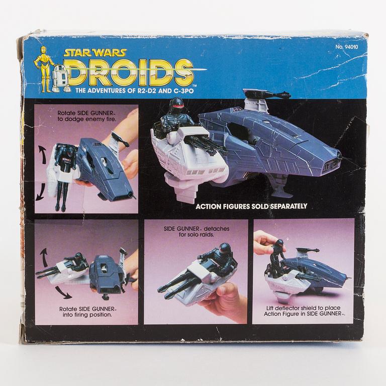 STAR WARS, AT-ST, Speeder bike samt Droids Side Gunner i svensksålda kartonger, 1983-85.