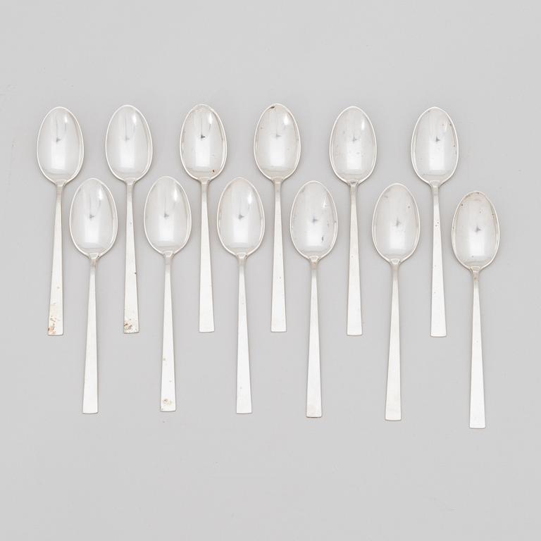 Bertel Gardberg, a 110-piece set of "Birgitta" silver cutlery, marked BG, Hopeatehdas oy, Helsinki 1956-65.