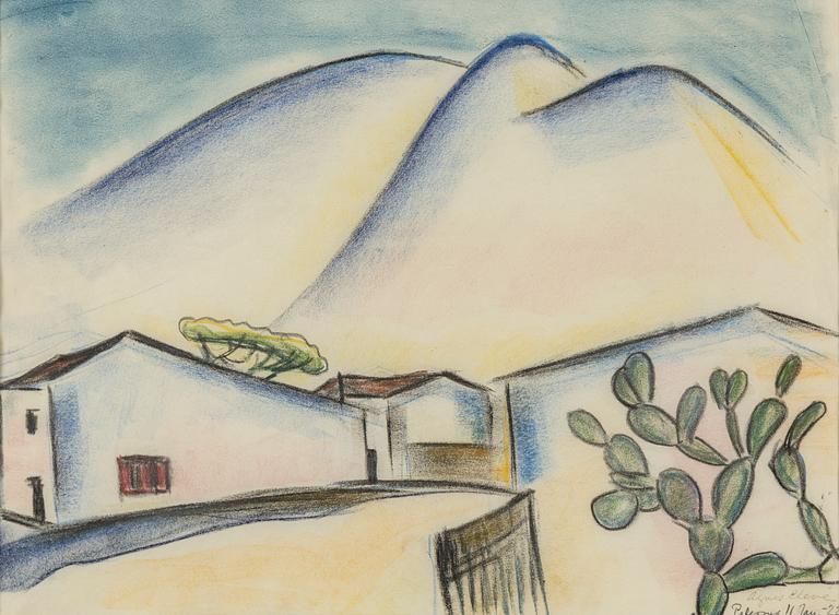 AGNES CLEVE, pastel, signed A. Cleve and dated Palermo 11 Jan -22.