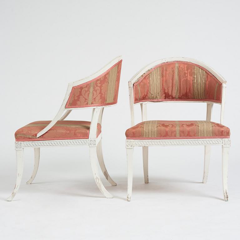 A pair of late Gustavian armchairs by Ephraim Ståhl (master in Stockholm 1794-1820).