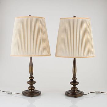 Table lamps, a pair, from around the mid-20th Century.