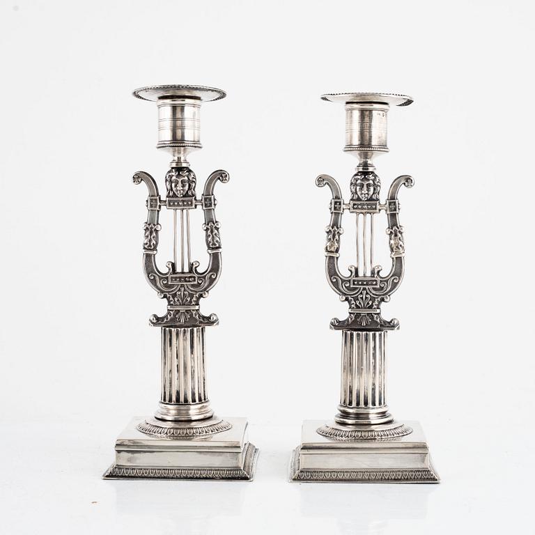 A pair of Swedish silver candlesticks, mark of Adolf Zethelius, Stockholm, 1821.