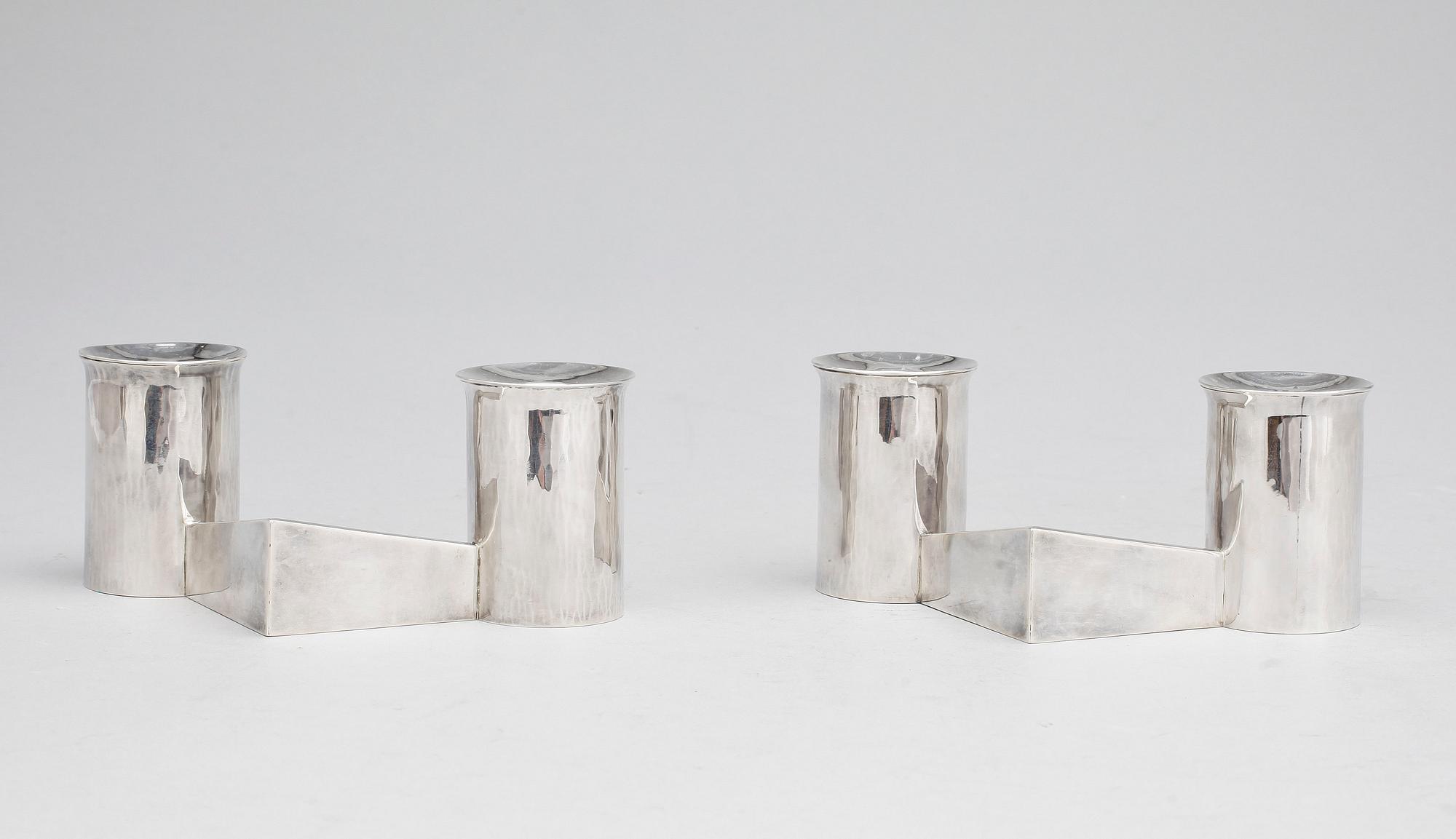 LJUSSTAKAR, ett par, silver, Claes Giertta, Stockholm 1966. Tot vikt ca 560 gram.