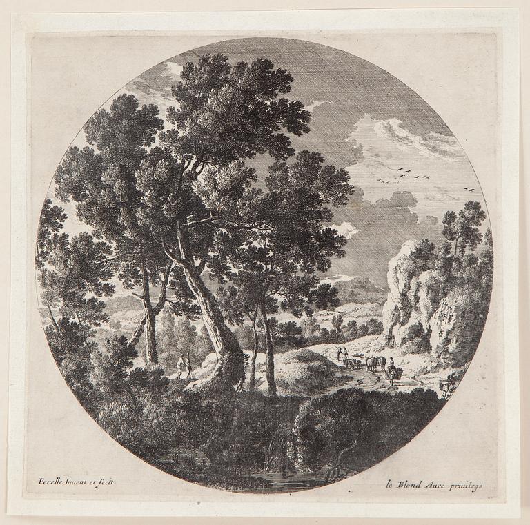 PARTI, grafik, 20 gravyrer, Gabrielle Perelle (1603-1677) och Adam Perelle (1638-1695).