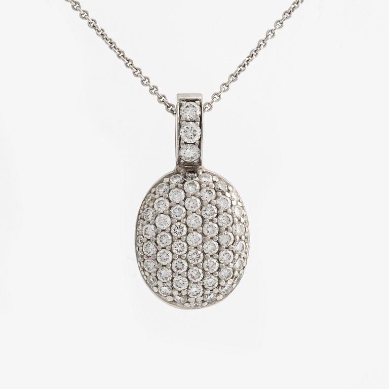 Pendant, white gold with brilliant-cut diamonds, with chain.