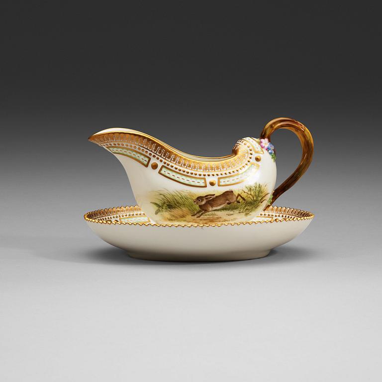 A Royal Copenhagen 'Fauna Danica' sauceboat, Denmark, 20th Century.