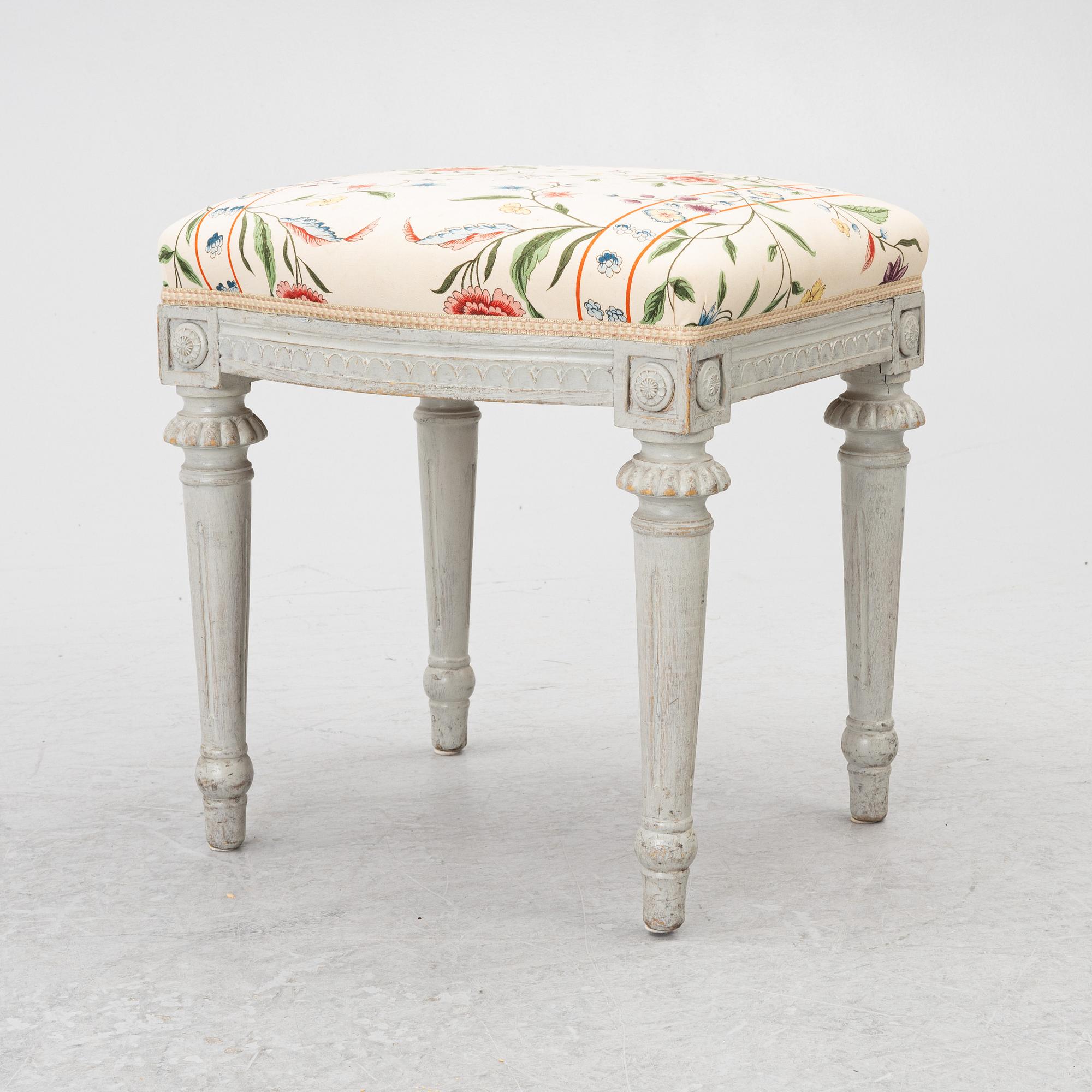 A Swedish late 18th century stools, Gustavian.