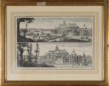 KOPPARSTICK, 2 st, ur Suecia Antiqua et Hodierna, 1700-/1800-tal.