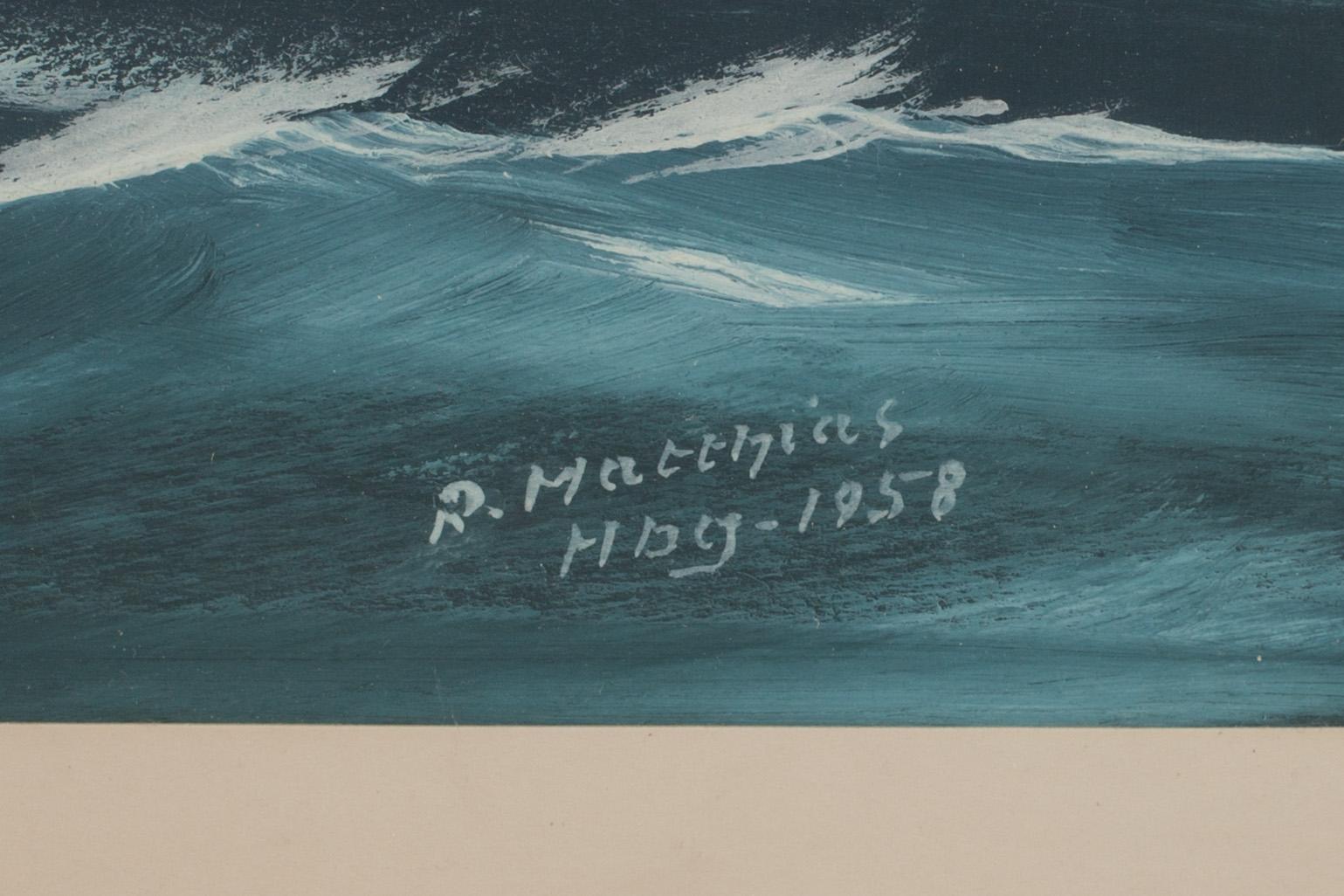 OKÄND KONSTNÄR, gouache, signerad R.Matthias och daterad- 1958.