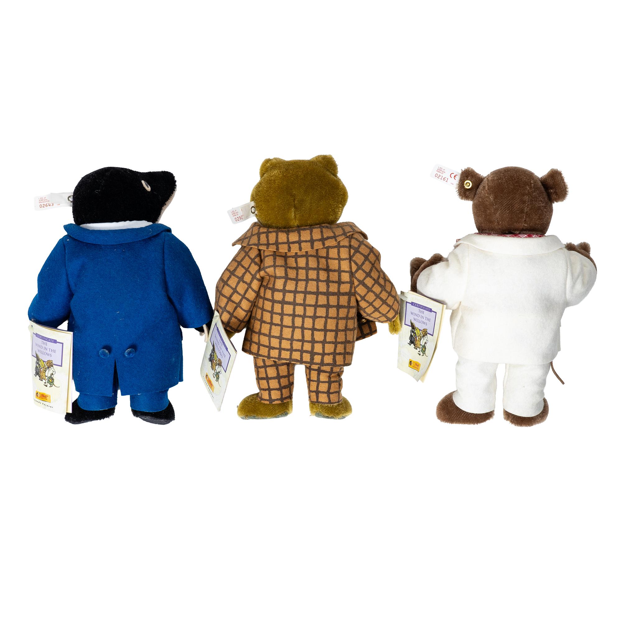 Steiff, toy animals, 3 pcs, Ratty, Toad and Mole.