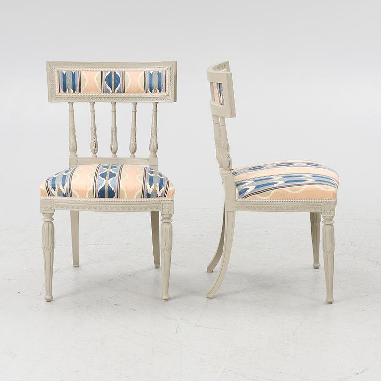 Chairs 5 pcs by Johan Hammarstöm, (master in Stockholm 1794-1812), late Gustavian.