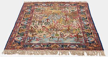 A semi-antique pictoral Tabriz rug, West Persia, c. 193 x 130 cm.