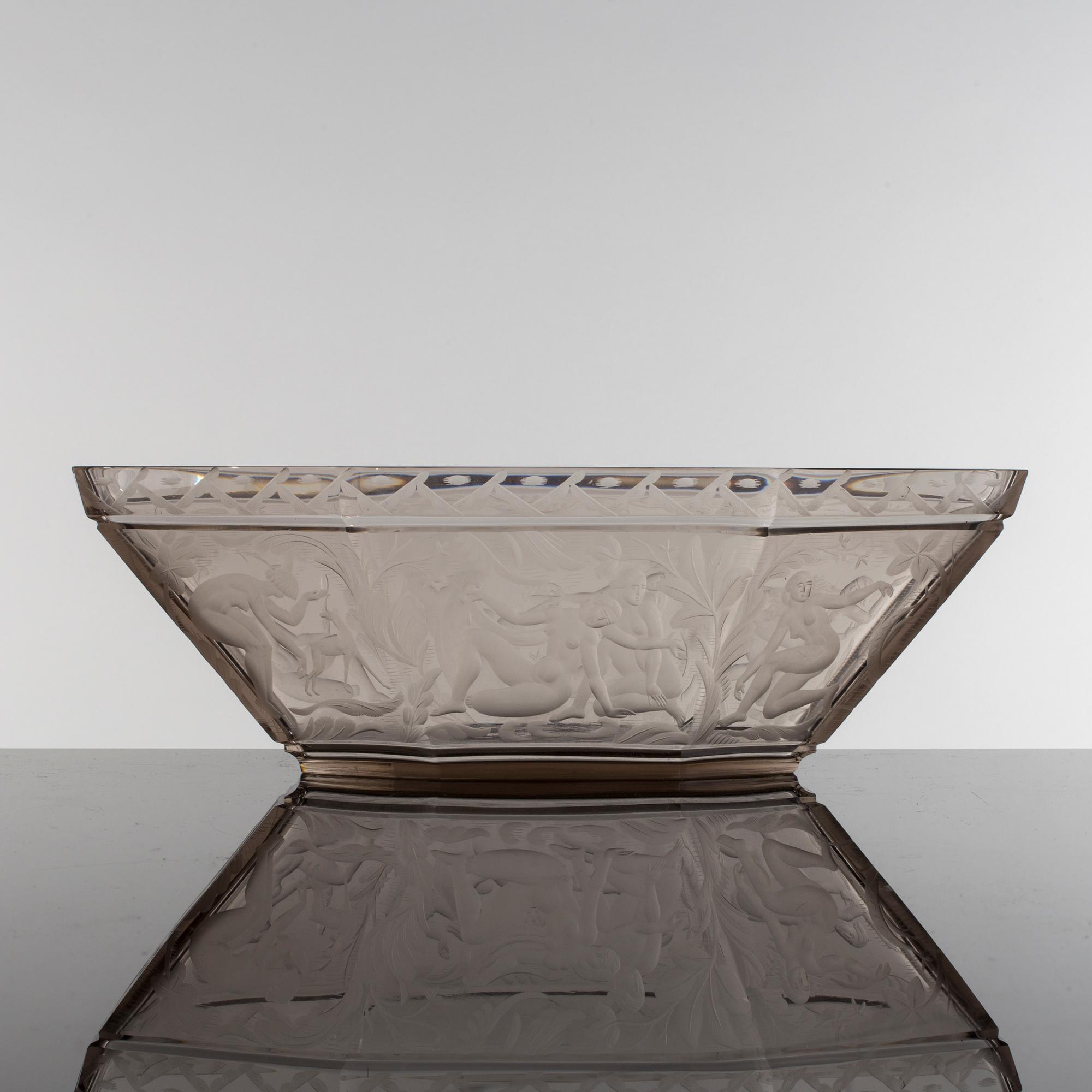 SIMON GATE, skål, "Paradis", Orrefors, 1929.