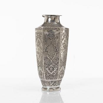A Persian silver vase, Qajar dynasty.