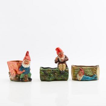 A collection of gnomes 12 pcs mid/late 20th century mostly painted terracotta.