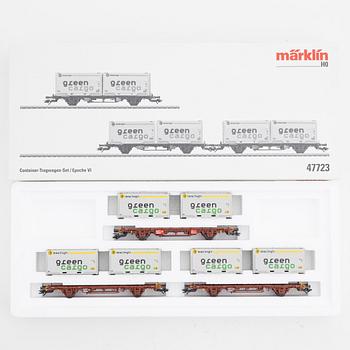 Märklin, lokset, modell nr 37415, samt vagnar modellnr 47723, spår H0, i kartonger.