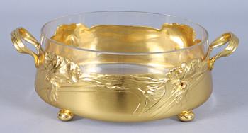 SKÅL, förgylld koppar och glas, jugend, 1900-tal.