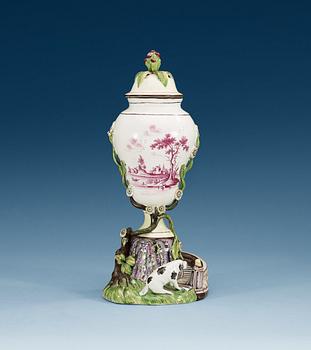 660. A Swedish Marieberg faience vase with cover, dated 30/6 (17)72.
