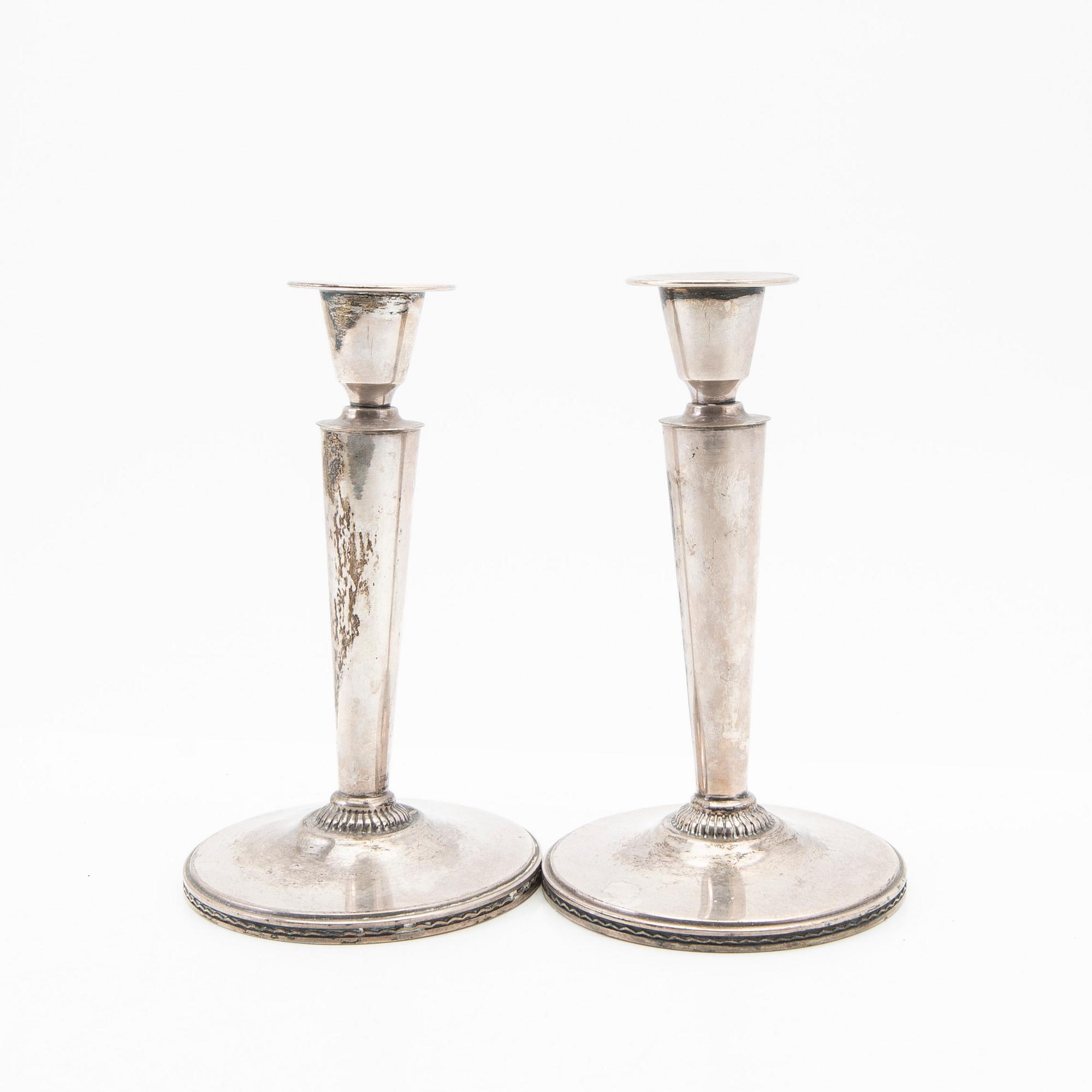 Eric Råström, Candelsticks, a pair, silver, CG Råström, Stockholm 1965.