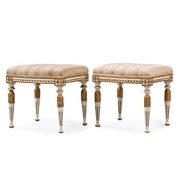 1408. A pair of late Gustavian stools by E. Ståhl, master 1794.