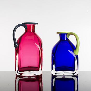 ERIKA LAGERBIELKE,  two jugs, glass, signerad, Orrefors.