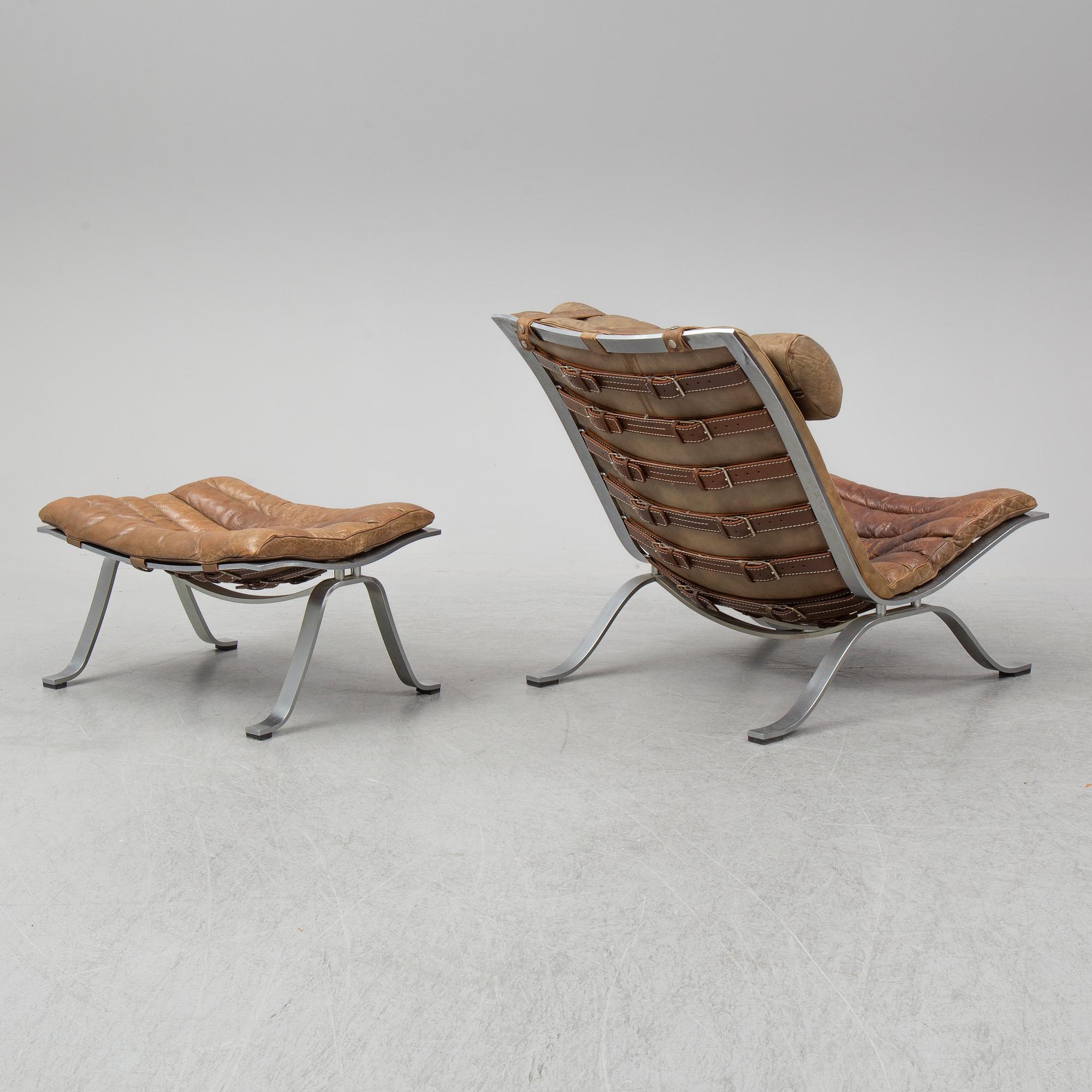An 'Ari' easy chair and ottoman by Arne Norell.
