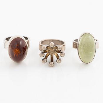 Three rings, silver and quartz, Cecilia Johansson, Gothenburg 1965 and Bengt Liljedahl, Stockholm 1965.