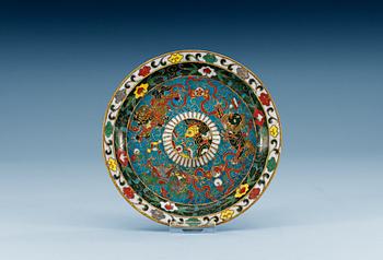 1491. A cloisonné dish for a cup, Ming dynasty (1368-1912).